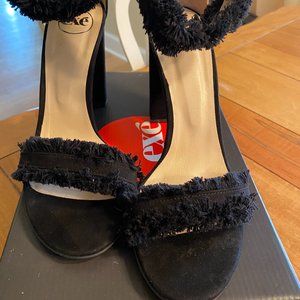 exe suede fringe sandals EUC